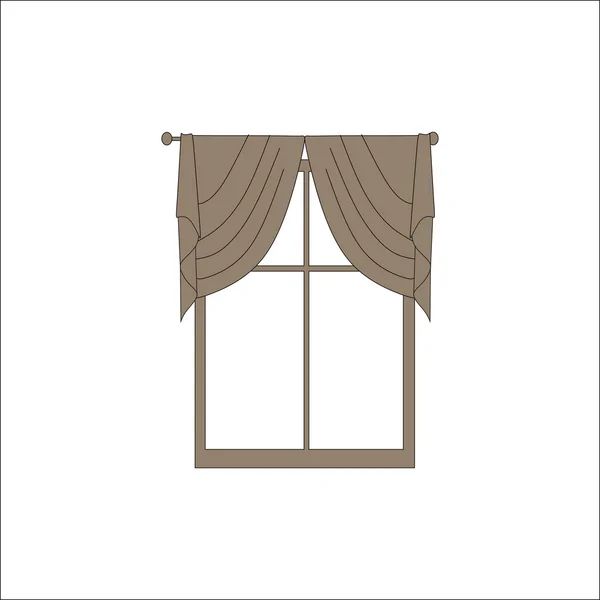 Decoración de ventanas. cortinas. textiles interiores . — Vector de stock