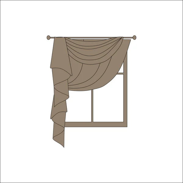 Decoração da janela. cortinas. têxteis interiores . — Vetor de Stock