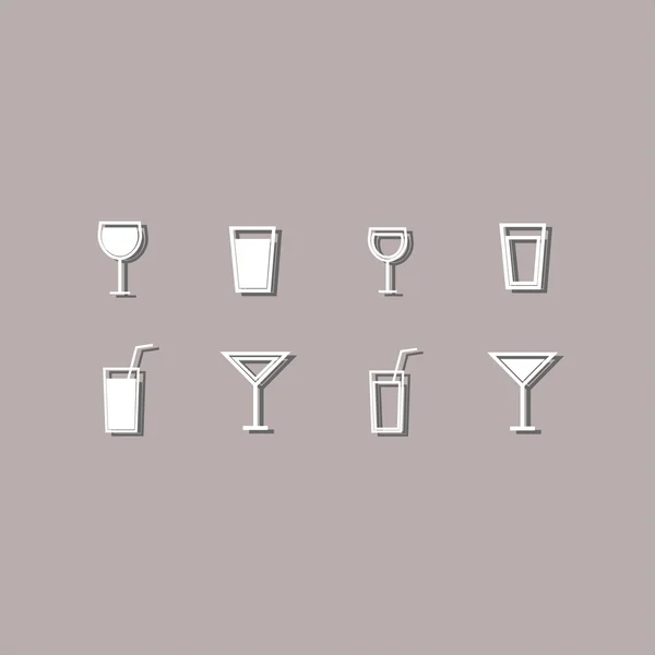 Conjunto de iconos de copas de vino y copas para bebidas. vector — Archivo Imágenes Vectoriales