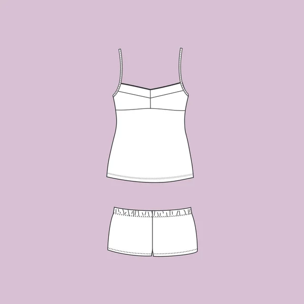 Jersey de pijamas. ropa de casa. shorts. Arriba. Pijamas para mujer . — Archivo Imágenes Vectoriales