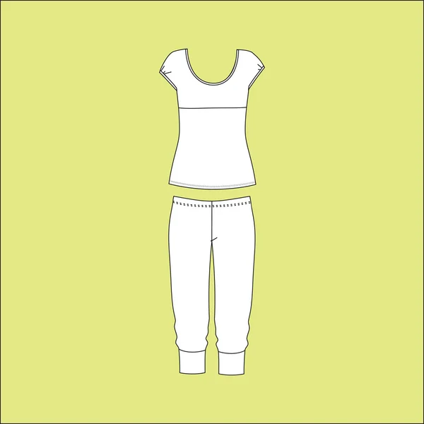 Jersey de pijamas. ropa de casa. shorts. Arriba. Pijamas para mujer . — Vector de stock