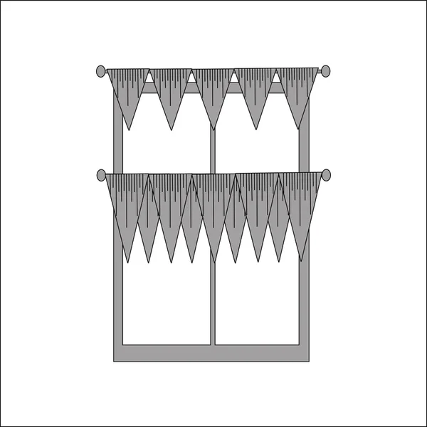 Fönsterdekoration. gardiner. inredningstextilier. — Stock vektor