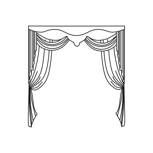 Cortinas. textiles interiores. decoración de ventana . — Archivo Imágenes Vectoriales