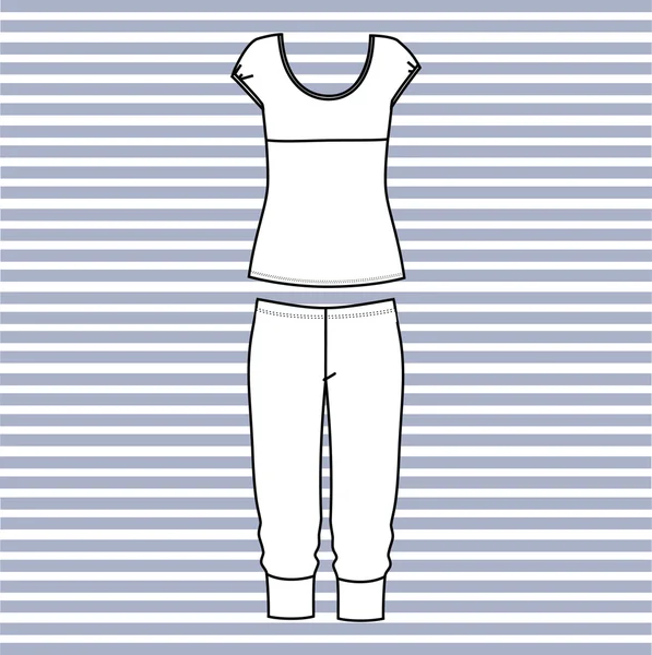 Feminine Homewear. Frauen Pyjama Trikot Vektor gezeichnet. — Stockvektor