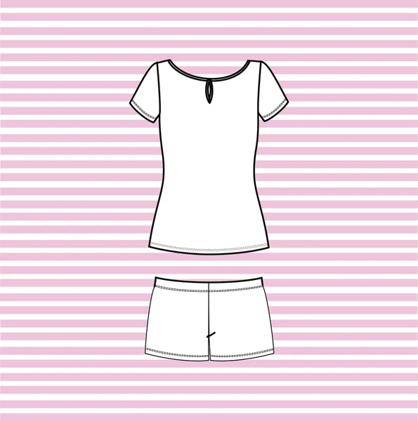 Ropa de casa femenina. Pijamas mujer jersey dibujado vector . — Archivo Imágenes Vectoriales