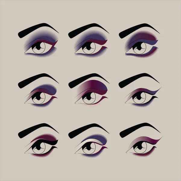 Cosmétiques. ombre. mascara. eye-liner. maquillage des yeux . — Image vectorielle