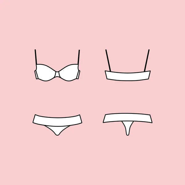 Underwear. lingerie set of panties and bra drawn vector. — Stock Vector