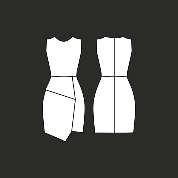 Gezeichneten Vektor. Frauen legeres Kleid ärmellos — Stockvektor