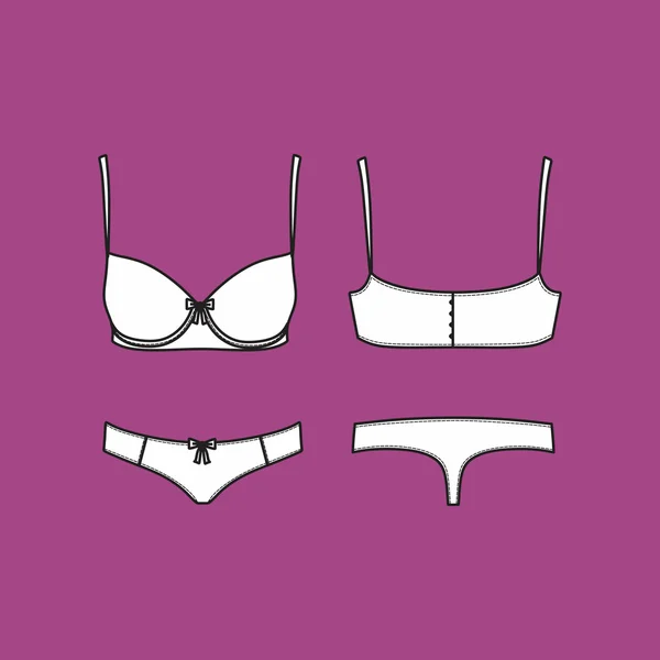 Lingerie. Ondergoed. slipje en beha voor vrouwen getekende vector . — Stockvector