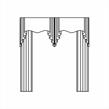  Eskiz pencere dekorasyonları vektörde boyalı. Klasik curtai