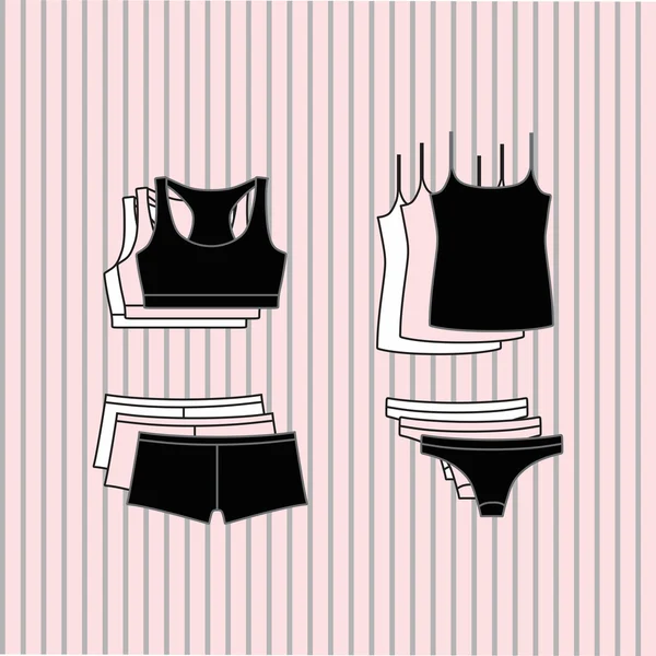 Lingerie. Ondergoed. slipje en beha voor vrouwen getekende vector . — Stockvector