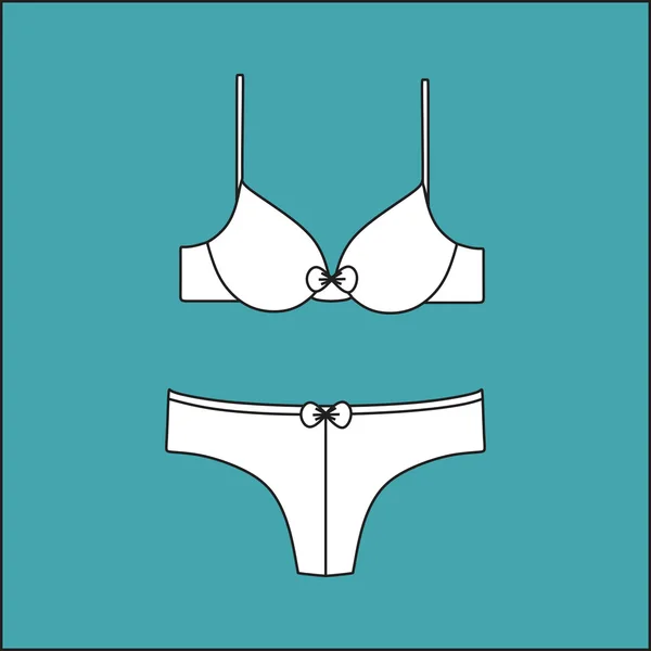 Lingerie. Sous-vêtements. culotte et soutien-gorge pour femmes dessiné vecteur  . — Image vectorielle