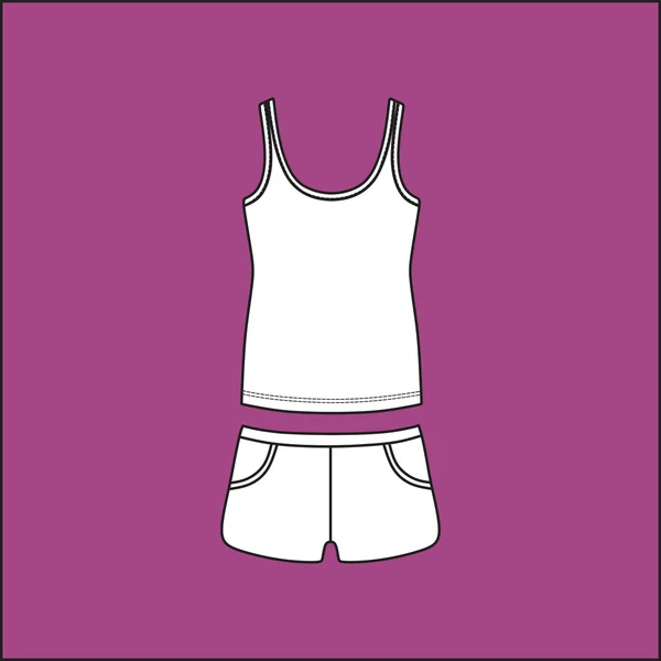 Ensemble de vêtements décontractés d'été pour femmes. top et short. chemise  . — Image vectorielle