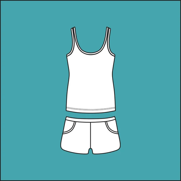 女装夏季休闲服套装。上衣和短裤。衬衫 . — 图库矢量图片