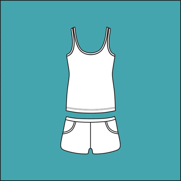 Conjunto de ropa casual de verano para mujeres. arriba y pantalones cortos. camisa  . — Vector de stock