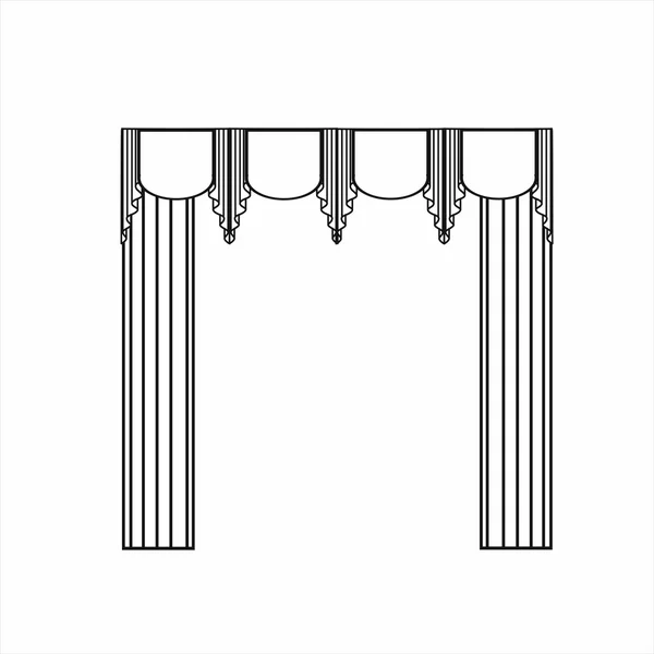 Decorazioni della finestra schizzo dipinte nel vettore. tenda classica — Vettoriale Stock