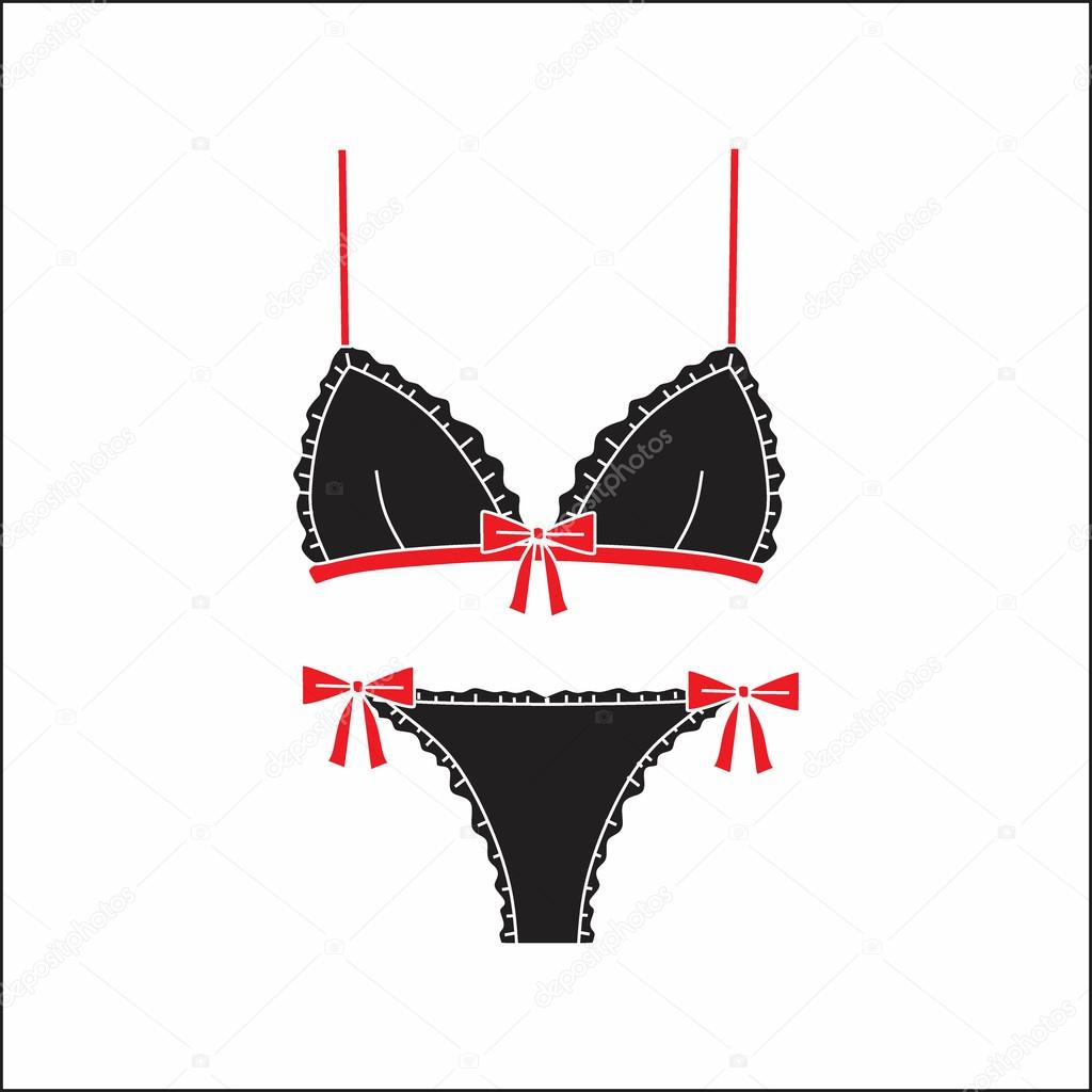 Lingerie. Underwear. panties and bra for women drawn vector