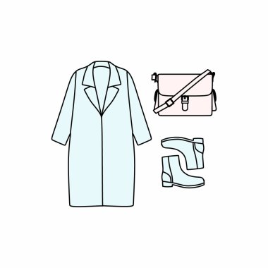  kadın giyim vektörde çizilmiş kümesi