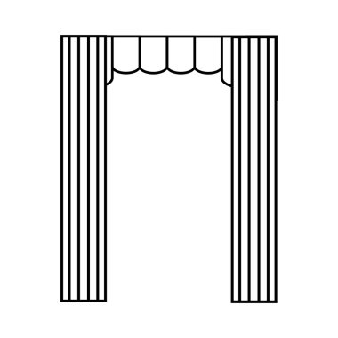 Eskiz pencere dekorasyonları vektörde boyalı. Klasik perde