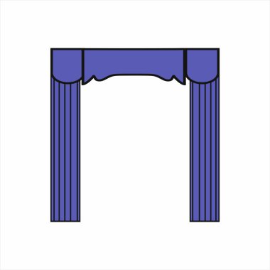  Eskiz pencere dekorasyonları vektörde boyalı. Klasik curtai