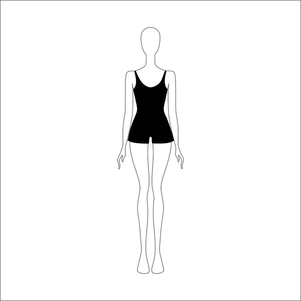 Arriba y cortos dibujados vector. ropa de mujer . — Vector de stock