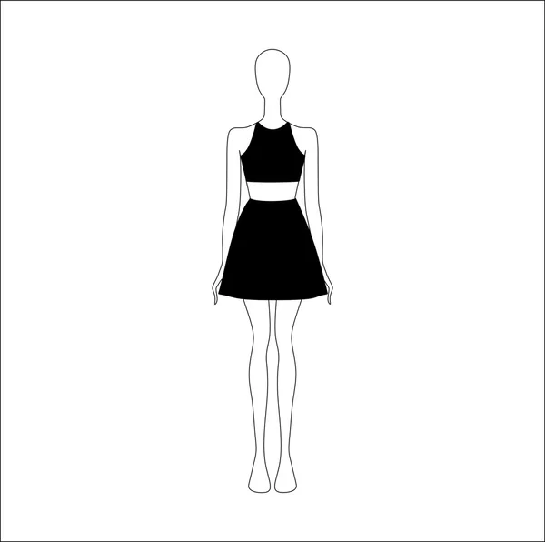 Ropa de mujer. arriba y falda dibujado vector — Vector de stock