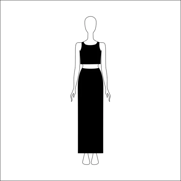 Ropa de mujer. arriba y falda dibujado vector — Archivo Imágenes Vectoriales