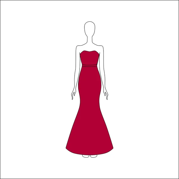 Ropa de mujer. Vestido dibujado vector — Vector de stock