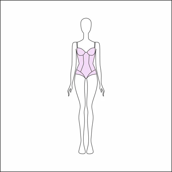 Correction des défauts de silhouette des sous-vêtements. Sous-vêtements pour femmes obèses. L — Image vectorielle