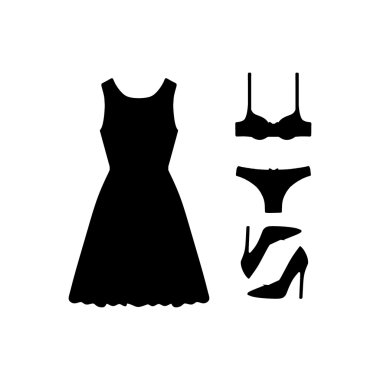  kadın giyim vektörde çizilmiş kümesi