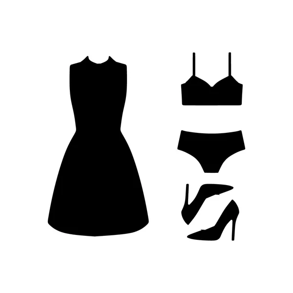 Conjunto de roupas femininas desenhadas no vetor —  Vetores de Stock