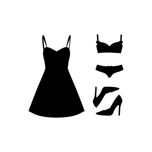 Conjunto de roupas femininas desenhadas no vetor — Vetor de Stock