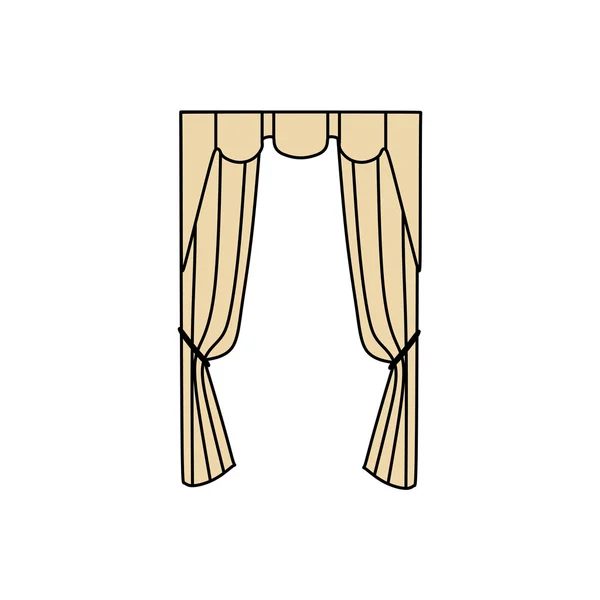 Aconchegante coleção de elementos interiores. silhueta cortina clássica — Vetor de Stock