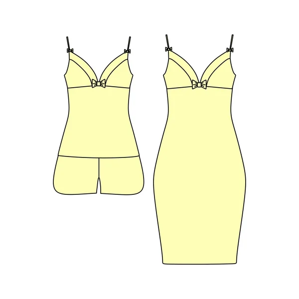 Ropa de casa para mujeres. jersey de pijamas. shorts y top. ropa . — Archivo Imágenes Vectoriales