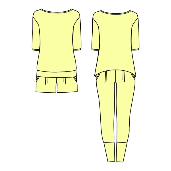 Ropa de casa para mujeres. jersey de pijamas. shorts y top. ropa . — Archivo Imágenes Vectoriales