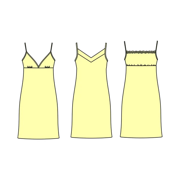 Ropa de casa para mujeres. camisón. camisón. vestido de casa. vestido de jersey — Vector de stock