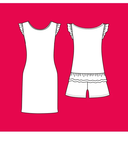 Ropa de casa para mujeres. jersey de pijamas. shorts y top. ropa . — Archivo Imágenes Vectoriales