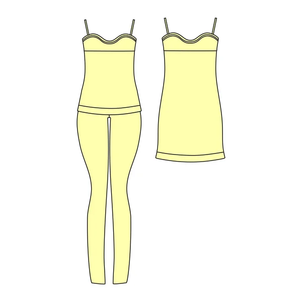 Pyjama-Trikot. Shorts und Oberteil. Kleidung. Hausbekleidung für Frauen. — Stockvektor