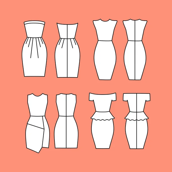 Robe Femme Décontracté dessiné vecteur. Vêtements Femme . — Image vectorielle