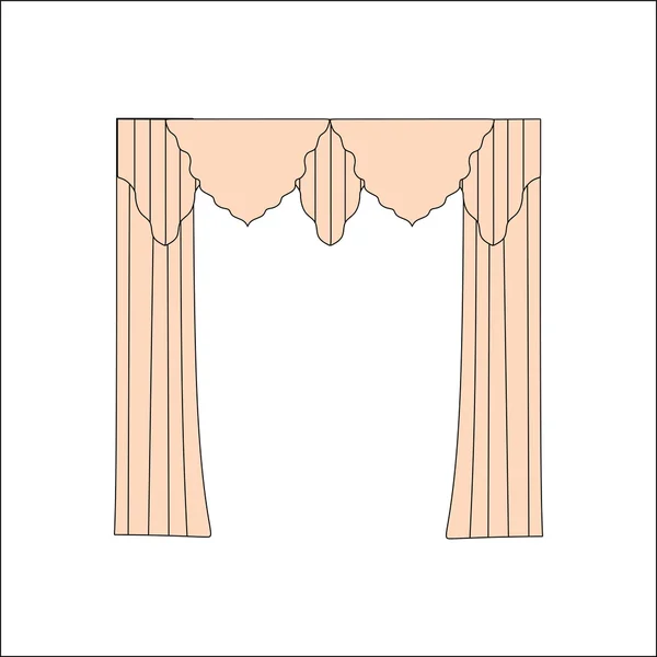 Vorhänge. Innentextilien. Textilien für die Inneneinrichtung skizzieren — Stockvektor