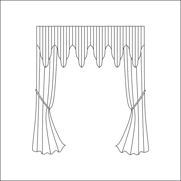 커튼입니다. 인테리어 직물입니다. 실내 장식 직물 스케치 — 스톡 벡터