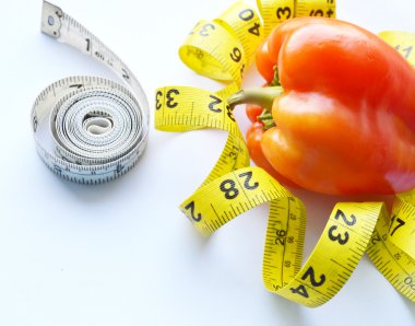 Sebze ve meyve kilo kaybı, bir ölçüm bandı, diyet, kilo kaybı için