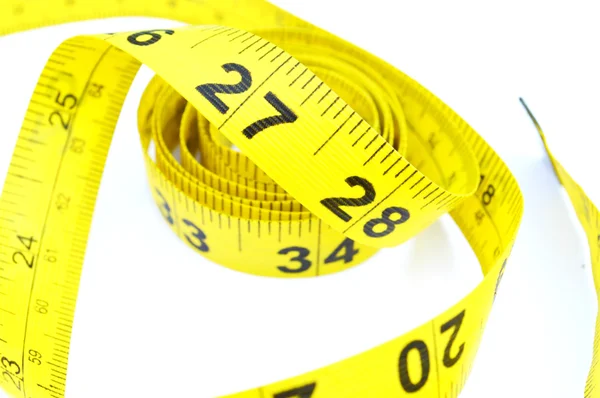 Vegetables and fruits for weight loss, a measuring tape, diet, weight loss — Stock Photo, Image