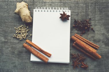 Biber, kakule, yıldız anason, kişniş, tarçın sopa, karanfil, zencefil, anasonu zemin zencefil, defne yaprağı, tarçın