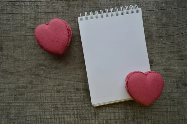 Caderno em branco, gravação, doces — Fotografia de Stock