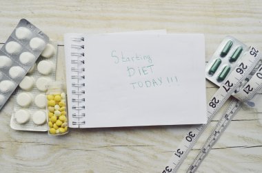 Spor, fitness, kayıt, not defteri, kilo kaybı, diyet, beslenme kavramı