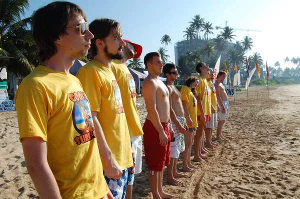 Colombo, Sri Lanka and January 17.2014: Goofy SURF CAMP, surf, charging WORKOUT — Stock Photo, Image