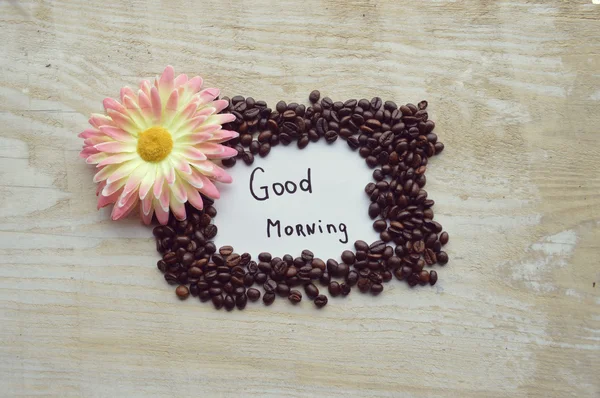 グッド モーニング コーヒー豆と署名します。 — ストック写真