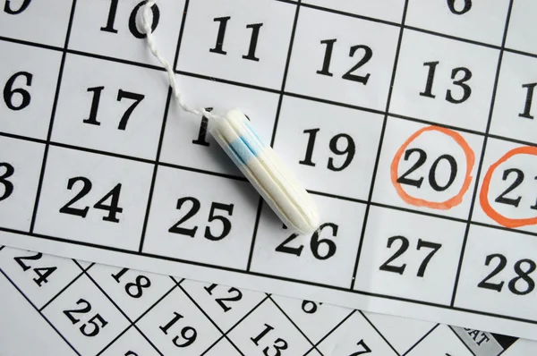 Women hygiene protection and menstruation calendar — Stock Photo, Image