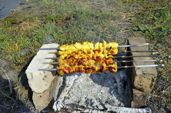 Grillezés pácolt saslik — Stock Fotó